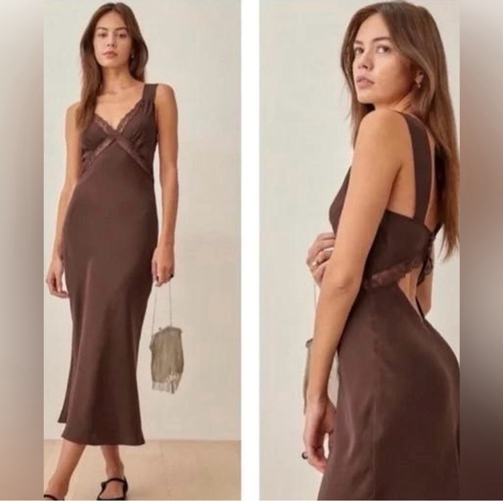 NWOT FORE SATIN LACE SLIP DRESS SMALL